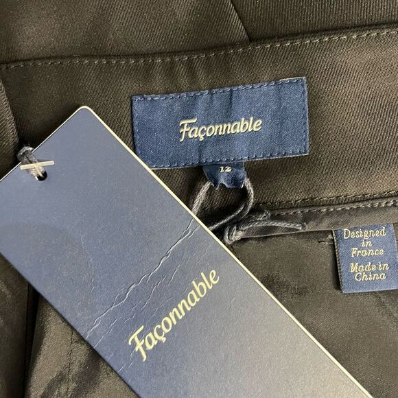 Faconnable Wool Trouser Pants Sz 12 NEW Office Lightweight Midrise Straight Leg - Picture 8 of 9